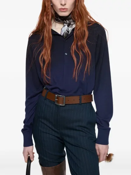 Gulerat pulover Acne Studios de mătase albastru