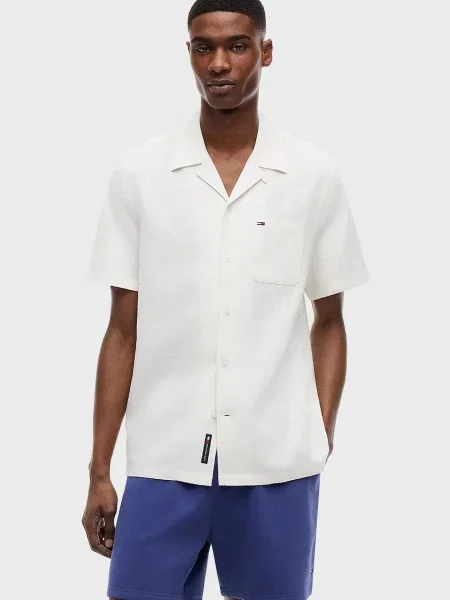 Лляна джинсова сорочка Tommy Jeans біла