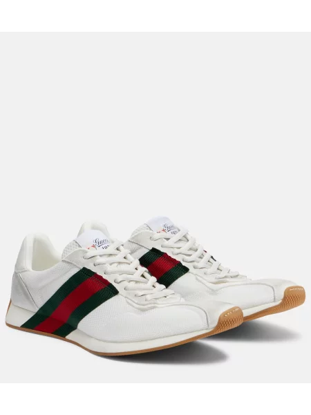 Sneakerși Gucci din piele de căprioară alb