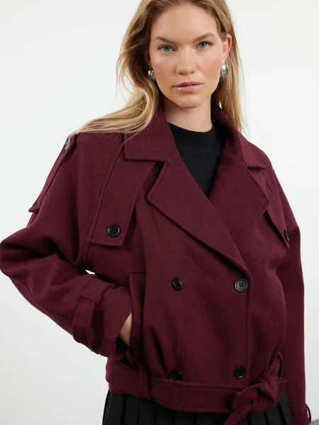 Trendyol Geacă de primăvară-toamnă burgundy roșu