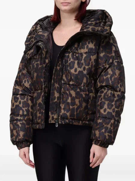 Geacă cu puf Save The Duck cu imagine cu model leopard maro