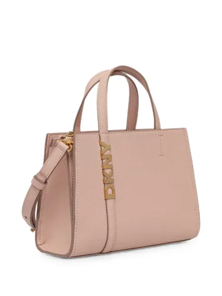 Кожена шопинг чанта Dkny с автограф розово