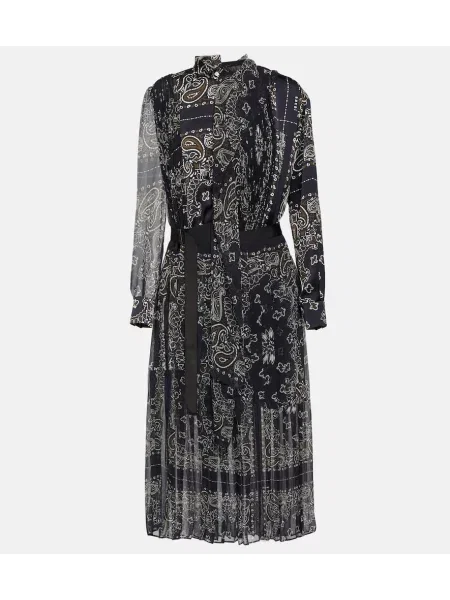 Rochie midi Sacai cu imagine până la genunchi de costum albastru