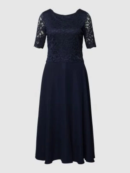 Sukienka koktajlowa z koronkowym obszyciem Vera Mont granatowa