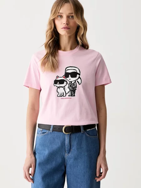Karl Lagerfeld tricou pentru femei din IKON SKETCH roz