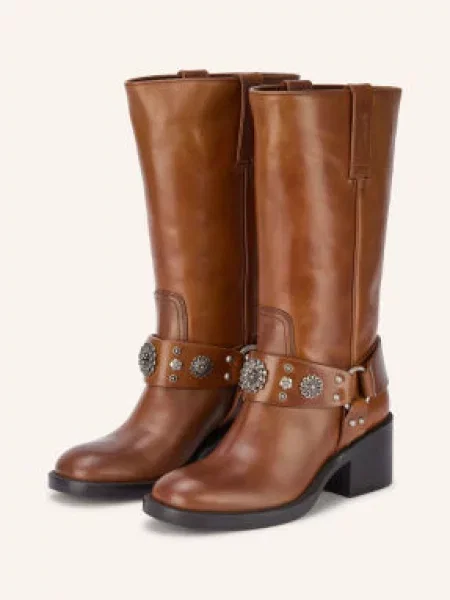 Chloé Kozačky Dakota amber brown hnědé