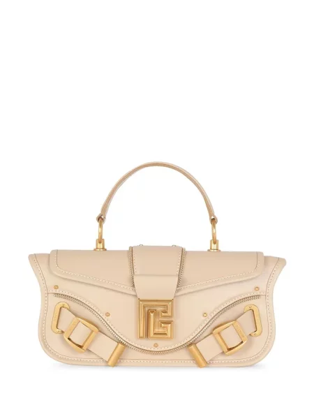 Torebka skórzana Balmain beżowa