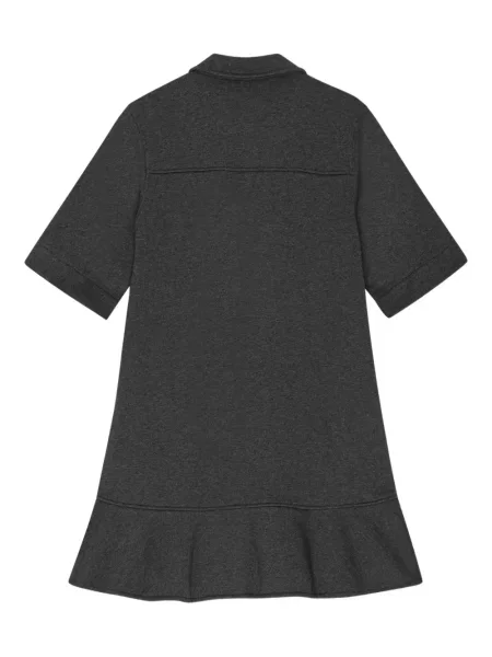 Rochie mini Ganni cu volane scurtă de costum gri