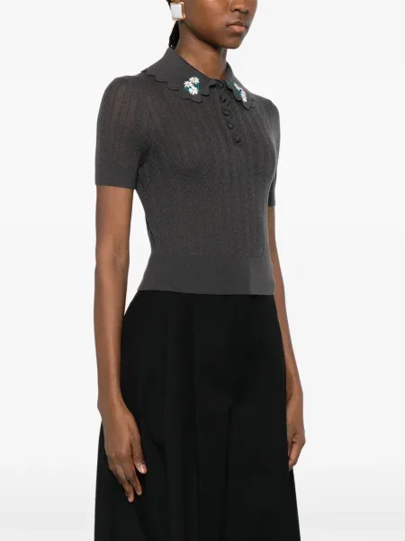 Polo Self-portrait cu model floral gri