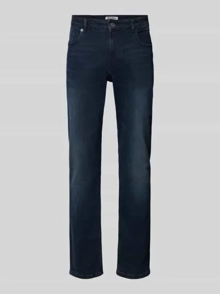 Jeansy w kroju slim fit z wpuszczanymi Review granatowe