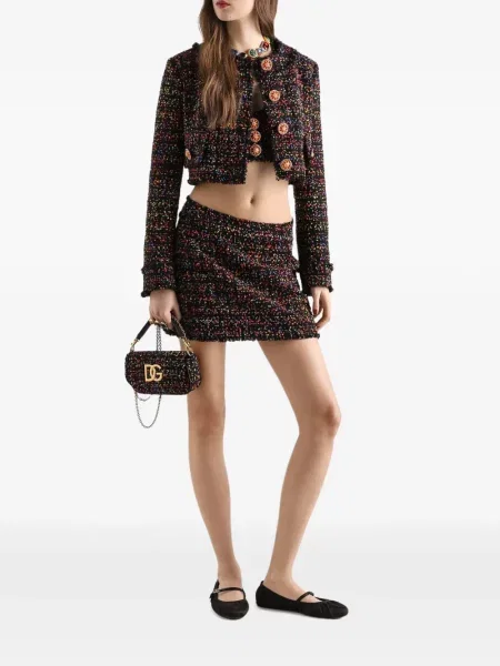 Μικρός μπουφάν Dolce & Gabbana tweed μαύρο