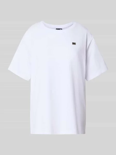 T-shirt o kroju regular fit z mieszanki bawełny z aplikacją z logo Ea7 Emporio Armani biała
