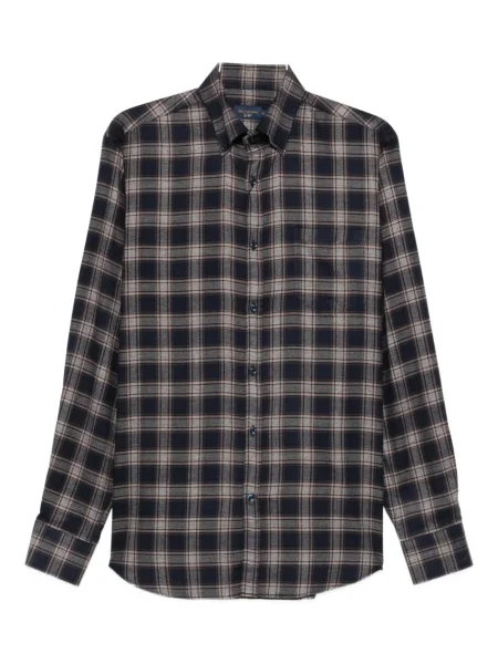 Kostkovaná dlouhá košile Paul & Shark modrá