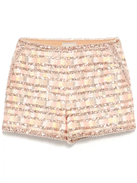 Pantaloni scurți Elie Saab cu paiete din tweed roz