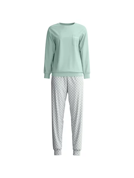 Pijamale Calida cu imagine cu imprimeu geometric verde