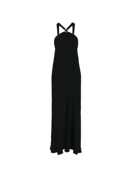 Rochie maxi Forte_forte cu gât halter negru