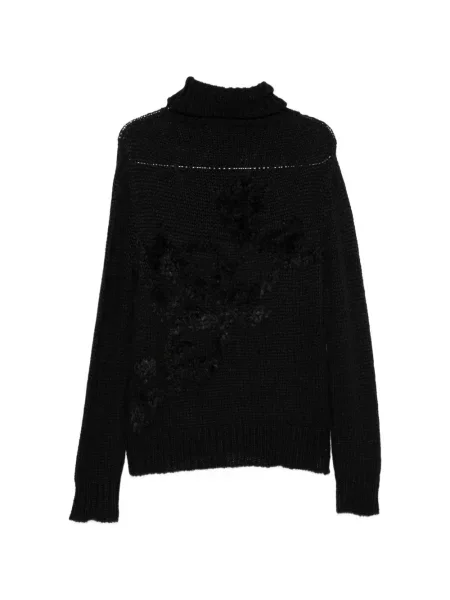 Пуловер Ann Demeulemeester на цветя от мохер черно