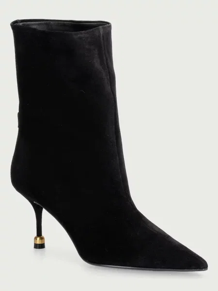 Vanda Novak botine pentru femei din piele întoarsă Elena Ebony Black negru