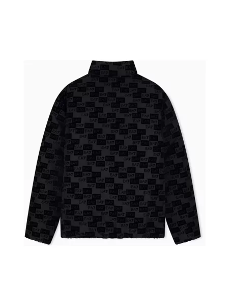 Lniany kurtka bomber Emporio Armani z kapturem czarny