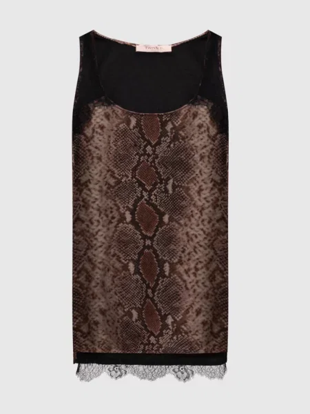 Топ в принт рептилії з мереживом Twinset коричневий