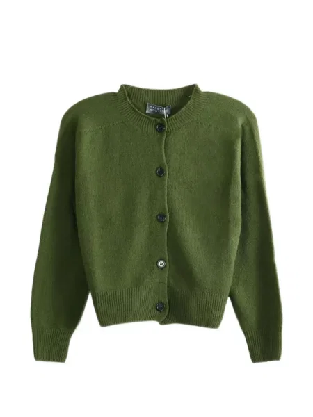 Cardigan Margaret Howell cu decolteu rotund verde