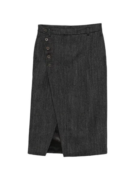 Fustă midi Solotre cu model herringbone gri