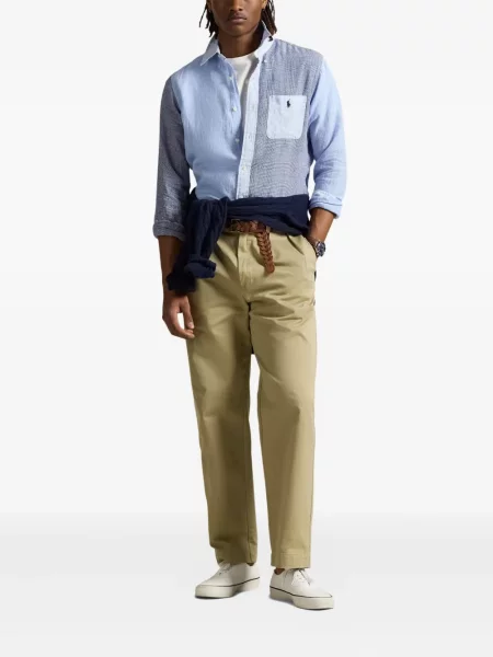 Șapcă Polo Ralph Lauren din fleece cu dungi cu volane albastru