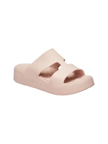Sandále Crocs na platforme s remienkami béžová