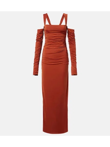 Rochie maxi Sir din jerseu de costum portocaliu