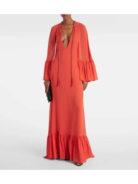 Rochie maxi Valentino de mătase de costum portocaliu