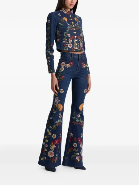 Blugi Alice + Olivia cu model floral albastru