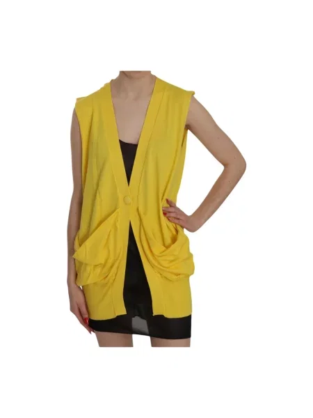 Kamizelka Pink Memories z dekoltem w serek żółta