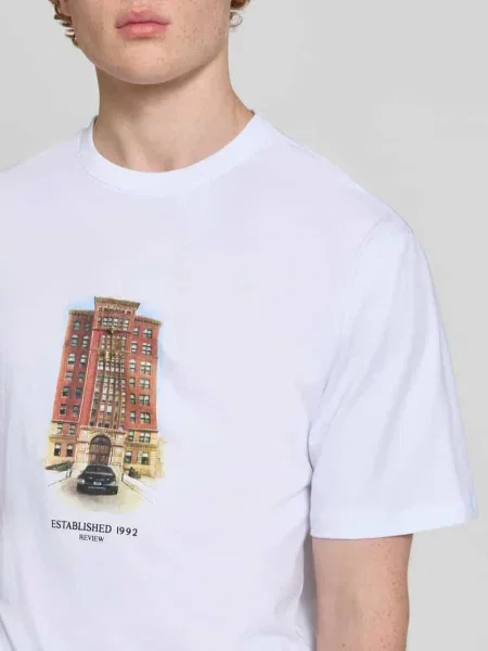 T-shirt z nadrukiem z logo Review biała