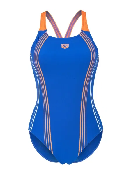 ARENA Costum de baie întreg CLEAR LINES V BACK azur / portocaliu alb