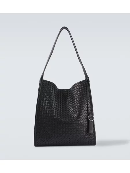 Кожена чанта Bottega Veneta черно