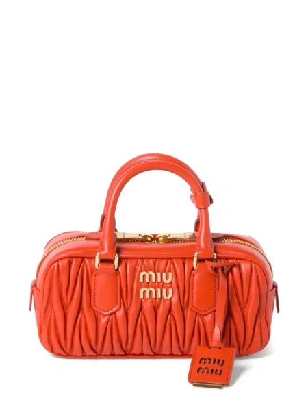 Geanta de piele Miu Miu din piele portocaliu