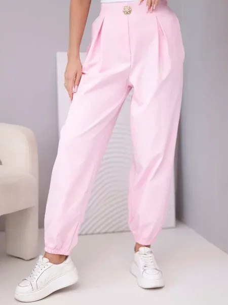 Pantaloni Kesi Włoski cu talie înaltă roz