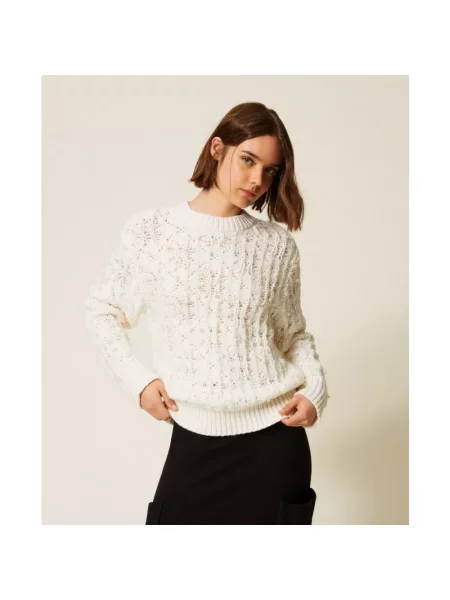 Sweter Twinset wełniany biały