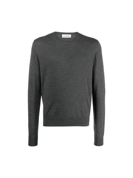 Sweter Lanvin wełniany z okrągłym dekoltem szary
