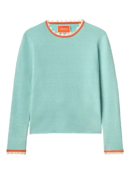 Pulover La Doublej cu decolteu rotund verde
