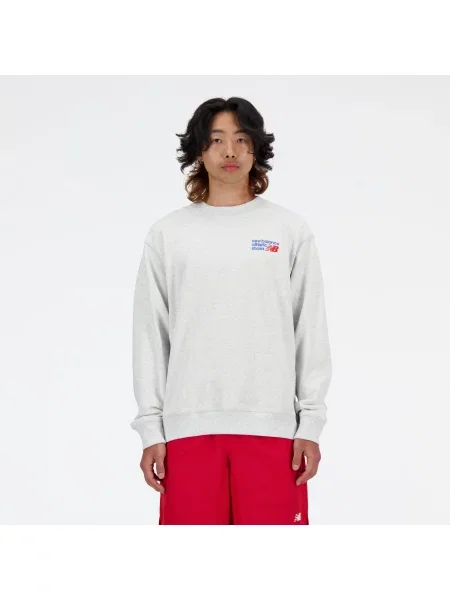 New Balance Mikina Athletics Premium Logo Sivá červená