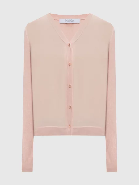 Кардиган NINFEE із шовку та кашеміру Max Mara рожевий