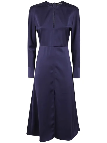 Satynowa sukienka midi Drhope do kolan garniturowa niebieska