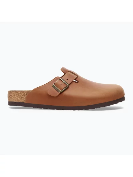 Klapki BIRKENSTOCK Boston LEOI Narrow cognac brązowe