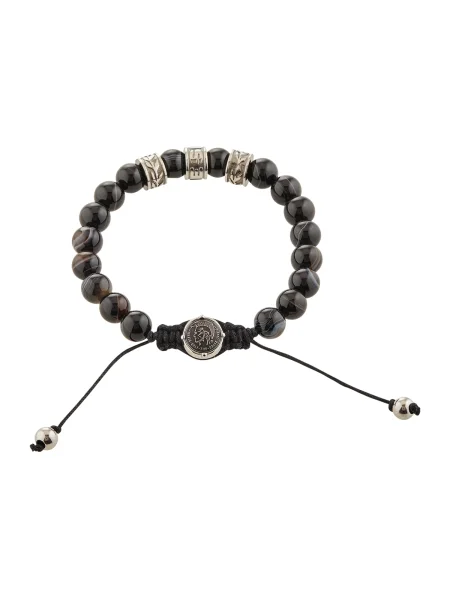 DIESEL Náramok striebornosivá čierna