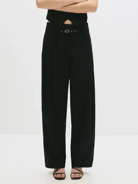 Pull&Bear Pantaloni cu dungă negru