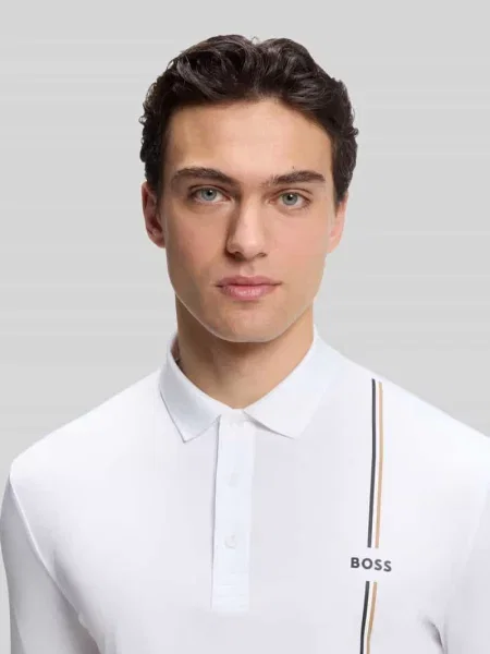 T-shirt o kroju regular fit sport z taśmą z logo Boss Green biała