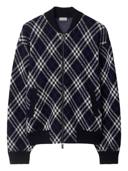 Hanorac cu fermoar Burberry în carouri albastru