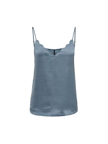 Jedwabna bluzka Only elegancka z dekoltem w serek niebieska