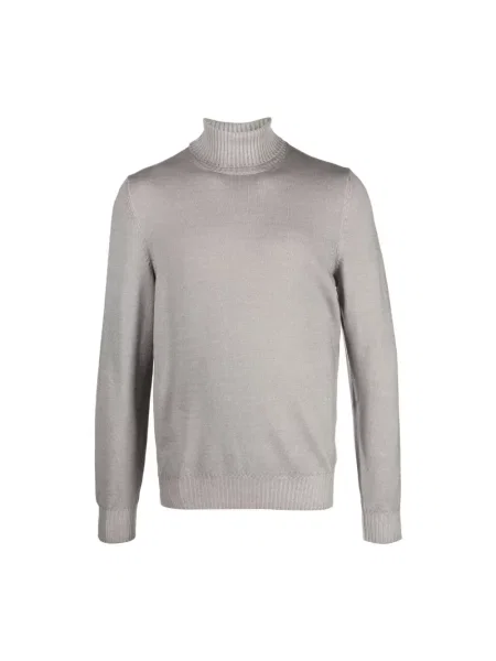 Lniany sweter z golfem Barba szary